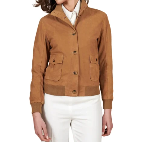 Brown Suede Bomber Jacket Womens
