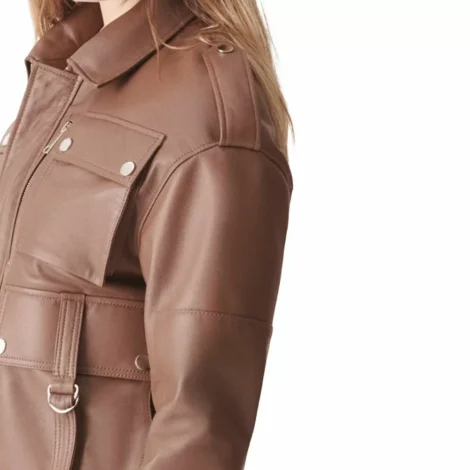 Brown Leather Bomber Jacket Womens