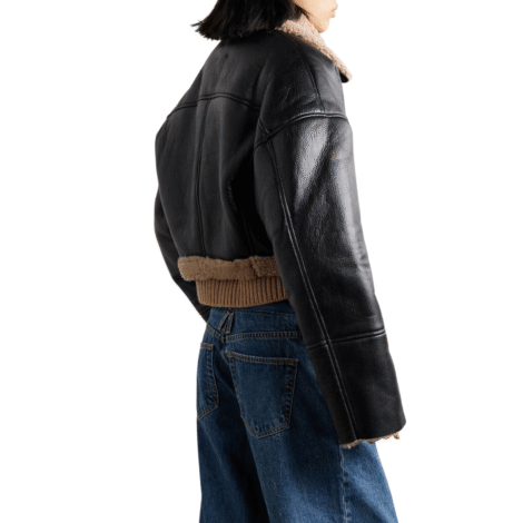 Women Black Dropped Shoulder Cropped Jacket