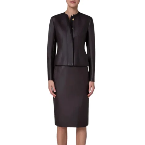 Titan Women Black Leather Slim Fit Jacket