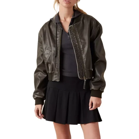 Sam Brown Cropped Bomber Leather Jacket
