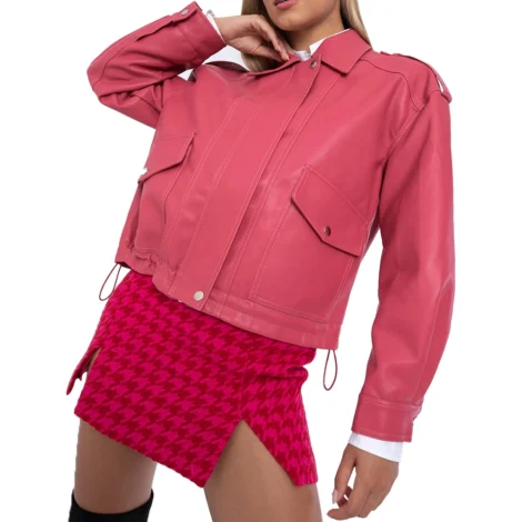 Rosa Genuine Pink Leather Shacket