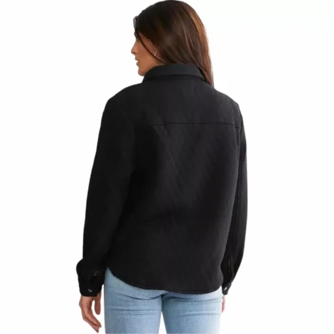 Quilted Black Wool Shacket for women