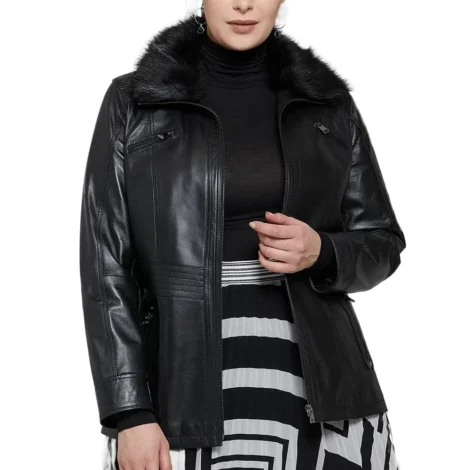 Bella Fur Collar Black Leather Jacket
