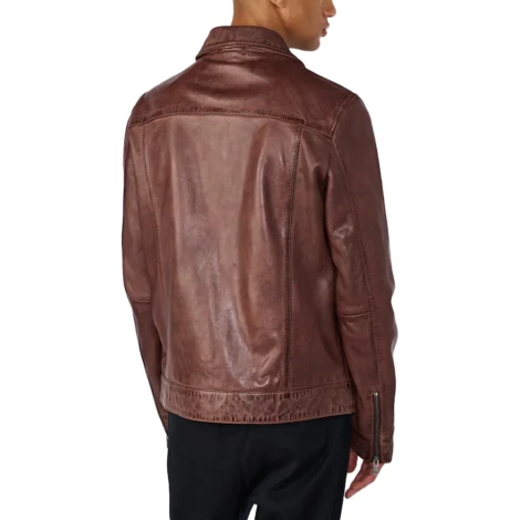 Mens Shirt Style Vintage Brown Leather Jacket
