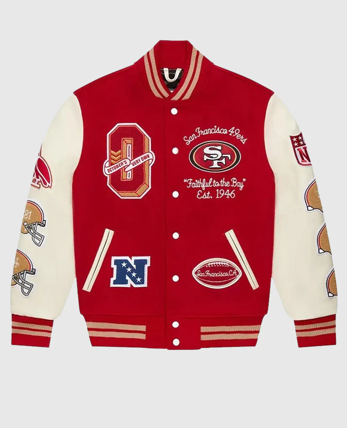 San Francisco 49ers OVO x NFL Red Varsity Jacket