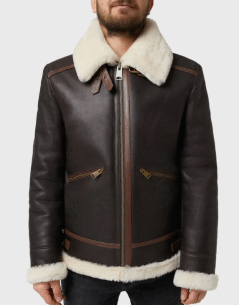 Men’s Dark Brown Shearling Aviator Jacket