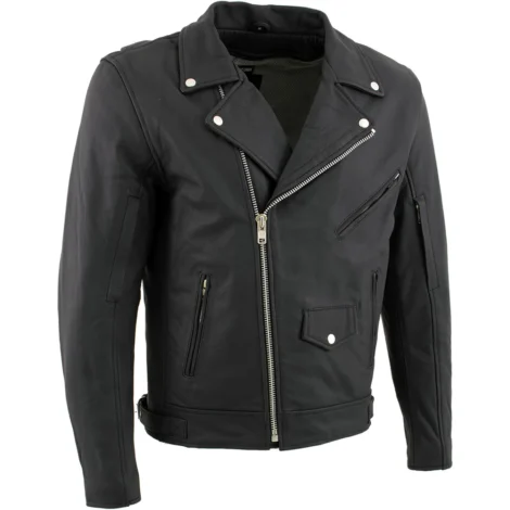 Men’s Matte Black Leather Motorcycle Rider Jacket