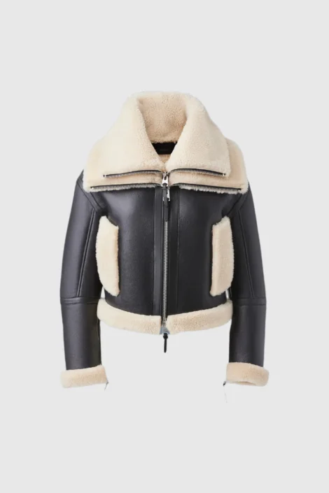 Women Shearling Jacket Double Collar